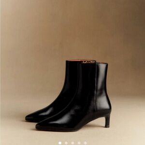 Sezane Garance Ankle Boots Patent Black - Size US 8